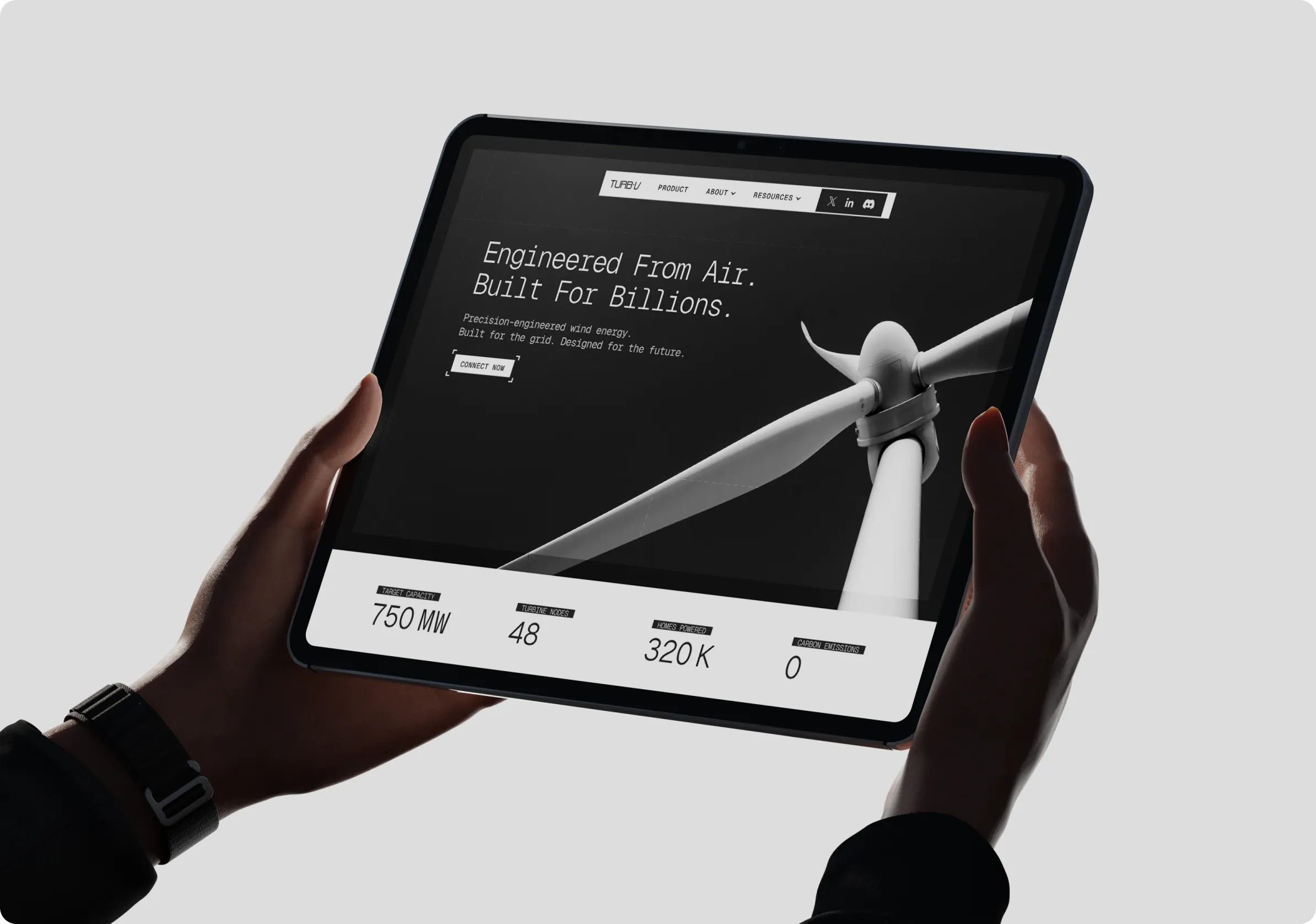TURB-V Tablet UI Mockup